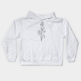 One line cotton flower. Continuous line print. Kids Hoodie